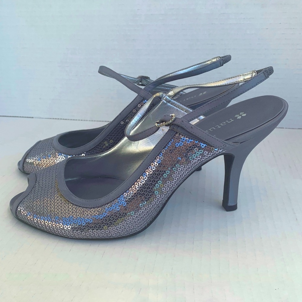 Naturalizer Silver Sequins Slingback Sandals - Picture 6 of 11
